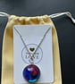 Blue and pink swirl pendant- stainless steel - Image 2