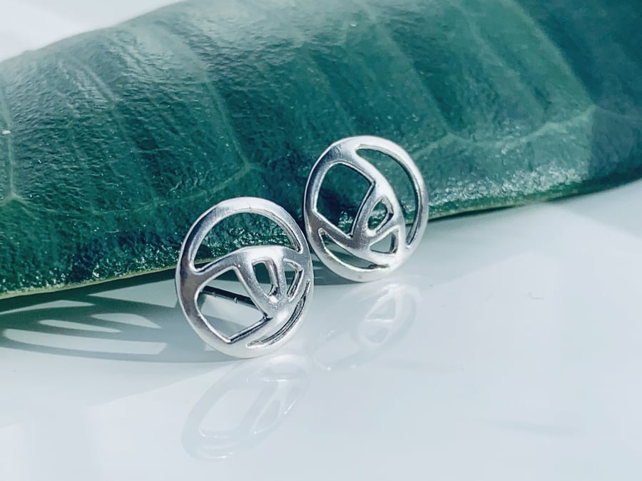 Recycled Sterling Silver Rose Deco Stud Earrings