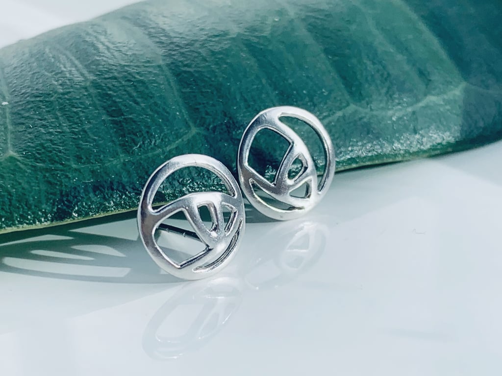 Recycled Sterling Silver Rose Deco Stud Earrings