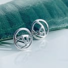 Recycled Sterling Silver Rose Deco Stud Earrings
