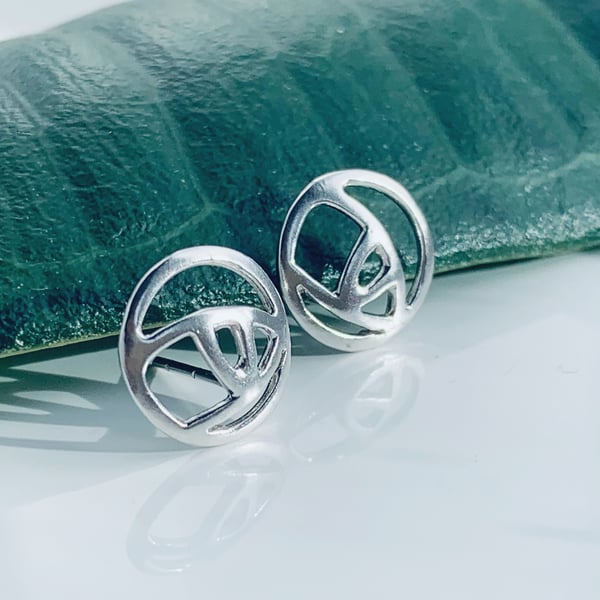 Recycled Sterling Silver Rose Deco Stud Earrings