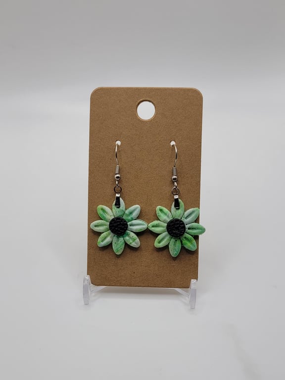 Handmade Polymer Clay Flower Earrings, Colourful Boho Dangle Jewellery