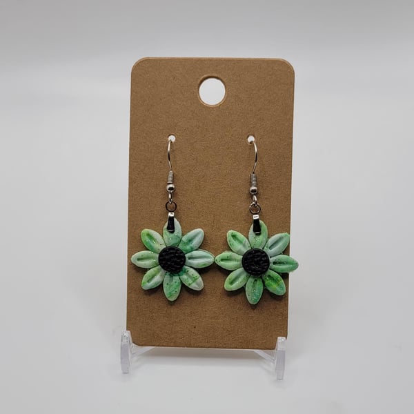 Handmade Polymer Clay Flower Earrings, Colourful Boho Dangle Jewellery