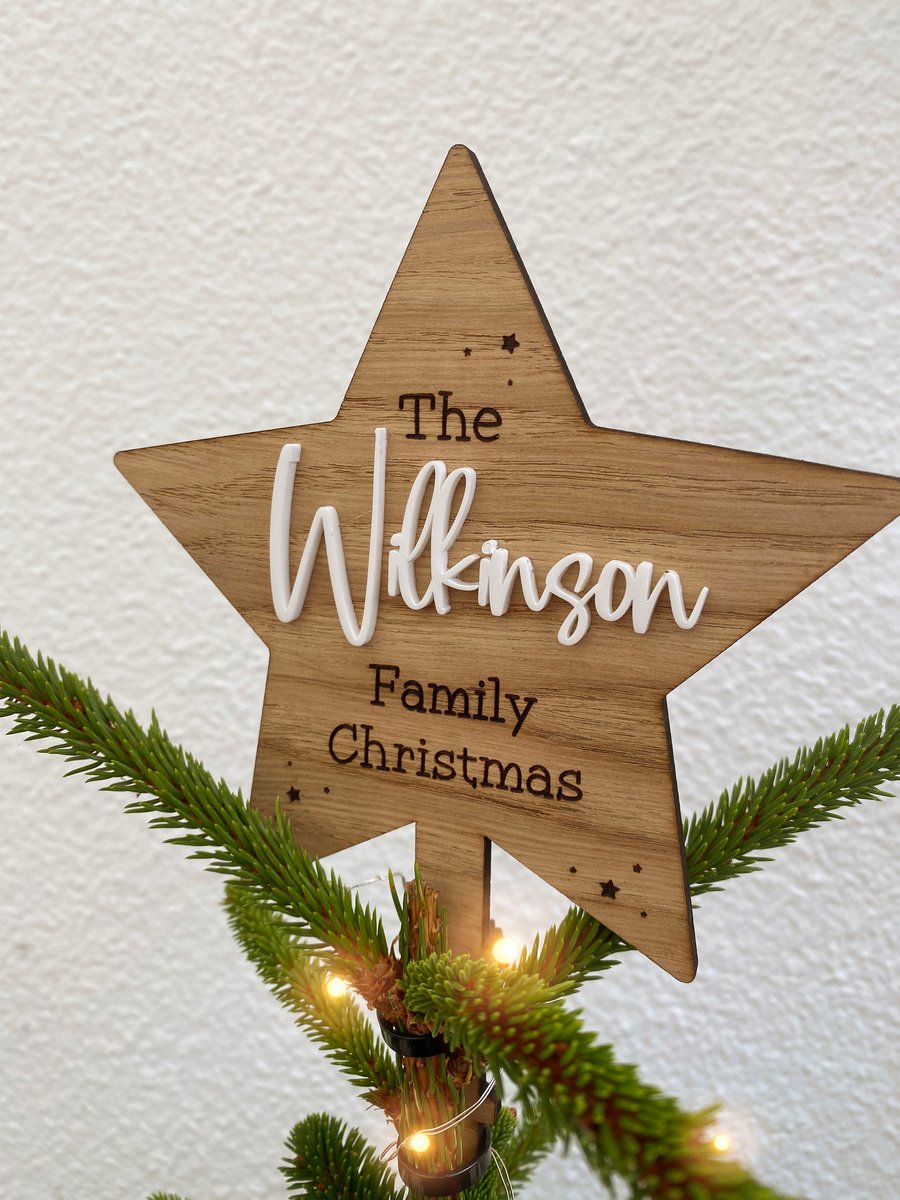 Christmas Tree Topper, Star Christmas Tree Topper, Personalised Christmas Tree