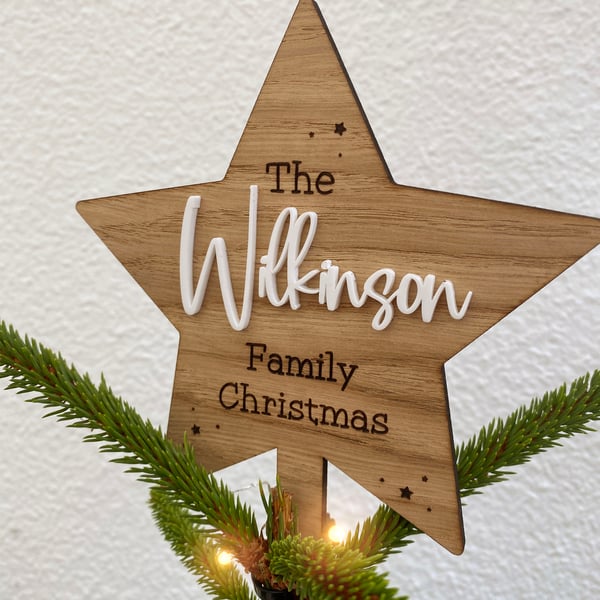 Christmas Tree Topper, Star Christmas Tree Topper, Personalised Christmas Tree