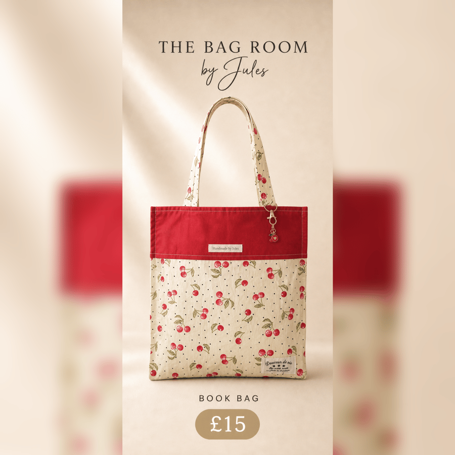 Cherry Print Book Bag