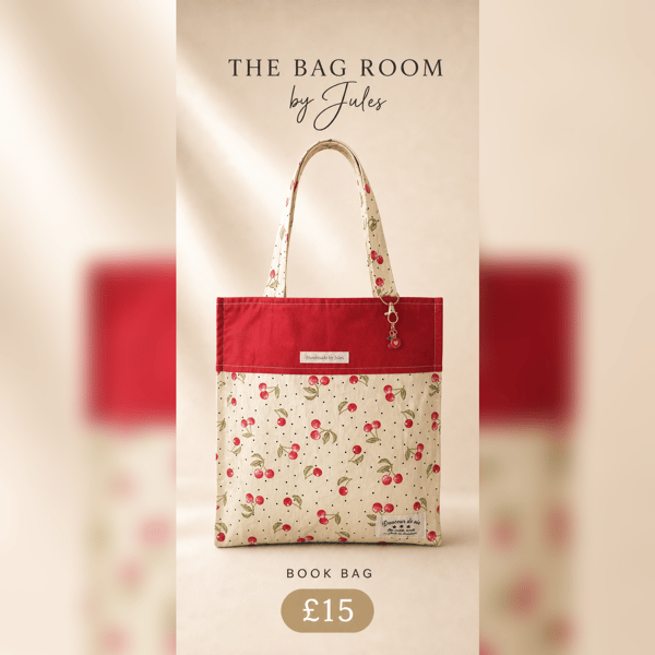 Cherry Print Book Bag