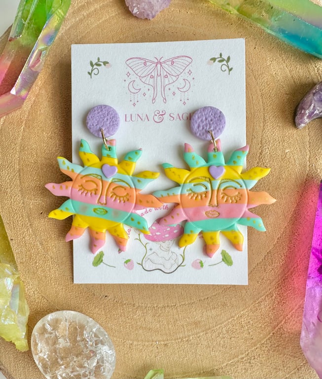 Rainbow Sunshine Polymer Clay earrings