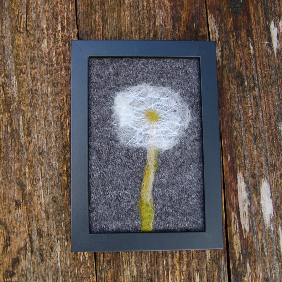 Dandelion seedhead - lace, needle felted and hand embroidered  