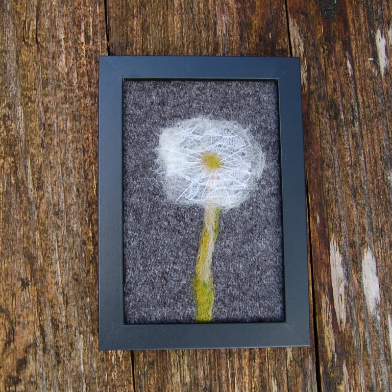 Dandelion seedhead - lace, needle felted and hand embroidered  