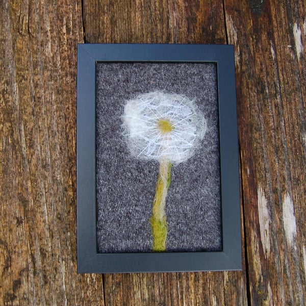 Dandelion seedhead - lace, needle felted and hand embroidered  