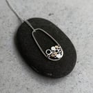 Sterling Silver Mini Circles Flat Cluster Necklace – Drop Wire Pendant 