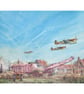 Nostalgic Spitfire Aviation Art Card- Vintage Harvest Scene- 7x5 Blank Inside