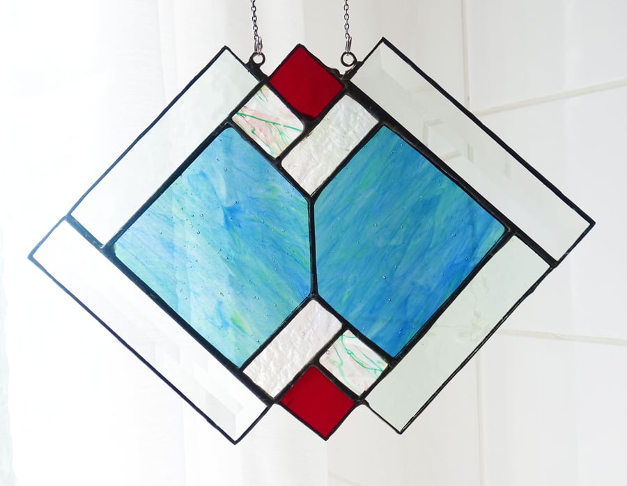 Suncatcher Art Deco Style Stained Glass Textured Glass Hanging Ornament