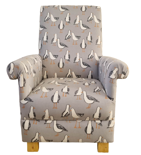 Kids Armchair Clarke Seagulls Laridae Grey Fabric Children's Chair Nursery Birds