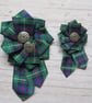 Large Tartan Ruffle Rosette Scottish Brooch Pin  - Image 6