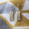 Oblong, silver, engine turned pattern earrings