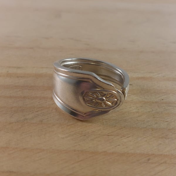 Upcycled Silver Plated Daisy Spoon Handle Ring (SPR102511)