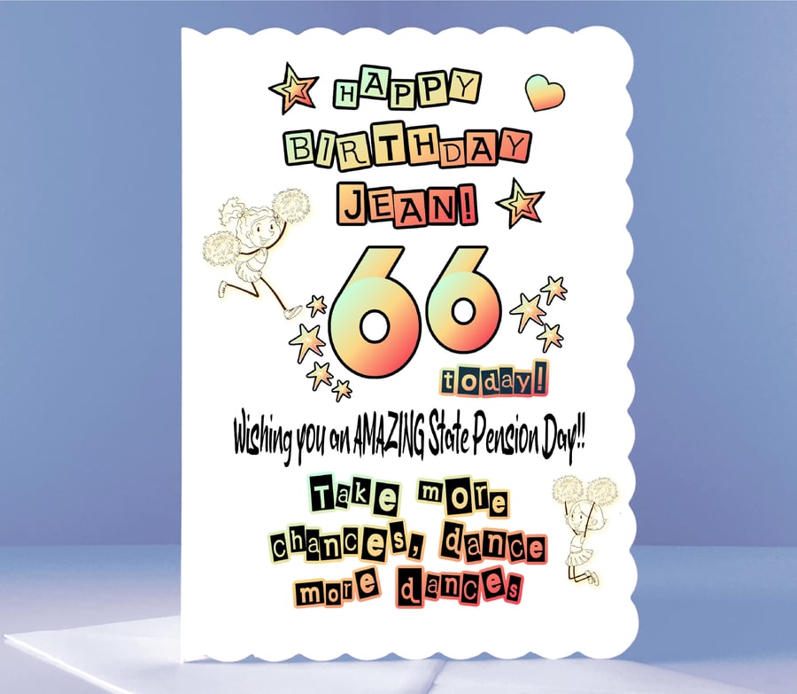 Personalised 66th Birthday Card - New Pensioner Celebration Birthday Card