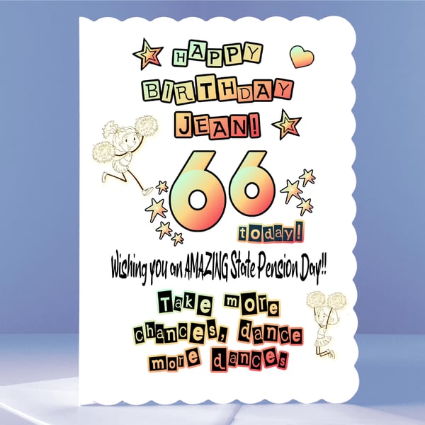 Personalised 66th Birthday Card - New Pensioner Celebration Birthday Card