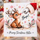 Personalised Christmas Card, Cute Reindeer Card, Rudolph Christmas Card