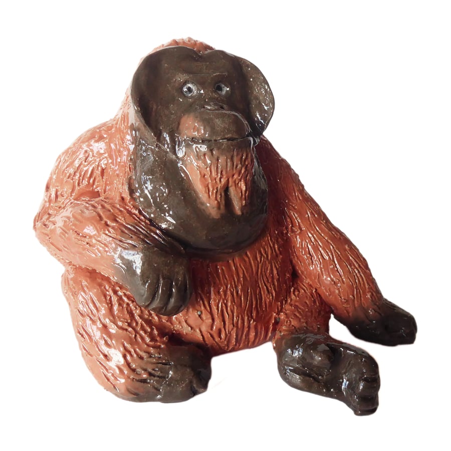 Orangutan Ceramic Sculpture - Handmade