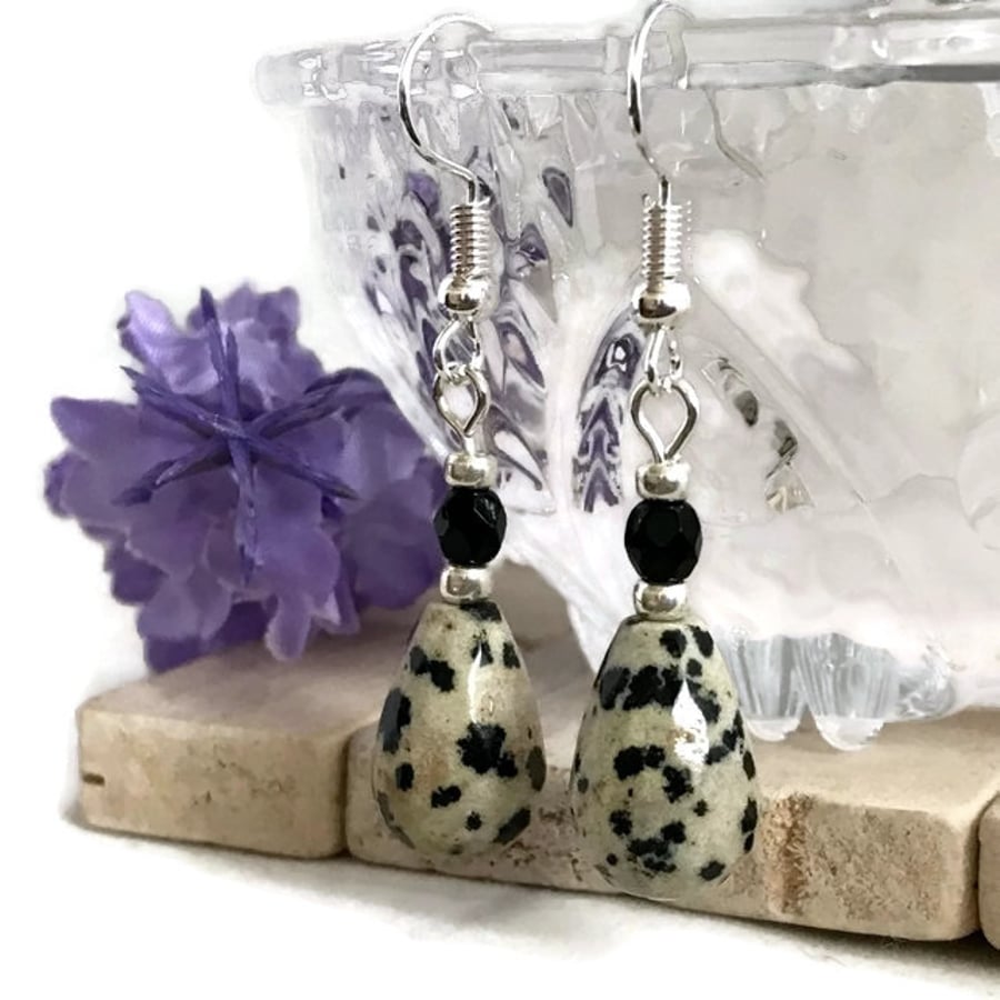 Dalmatian Jasper Drop Earrings