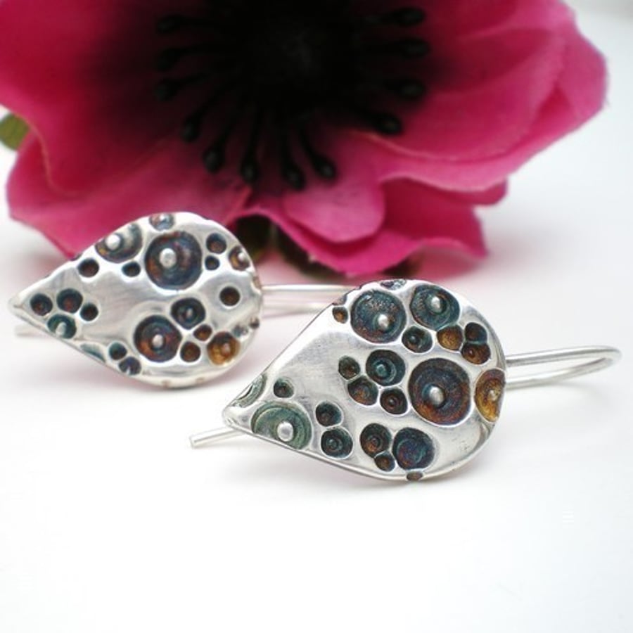 Coral Teardrop Silver Earrings