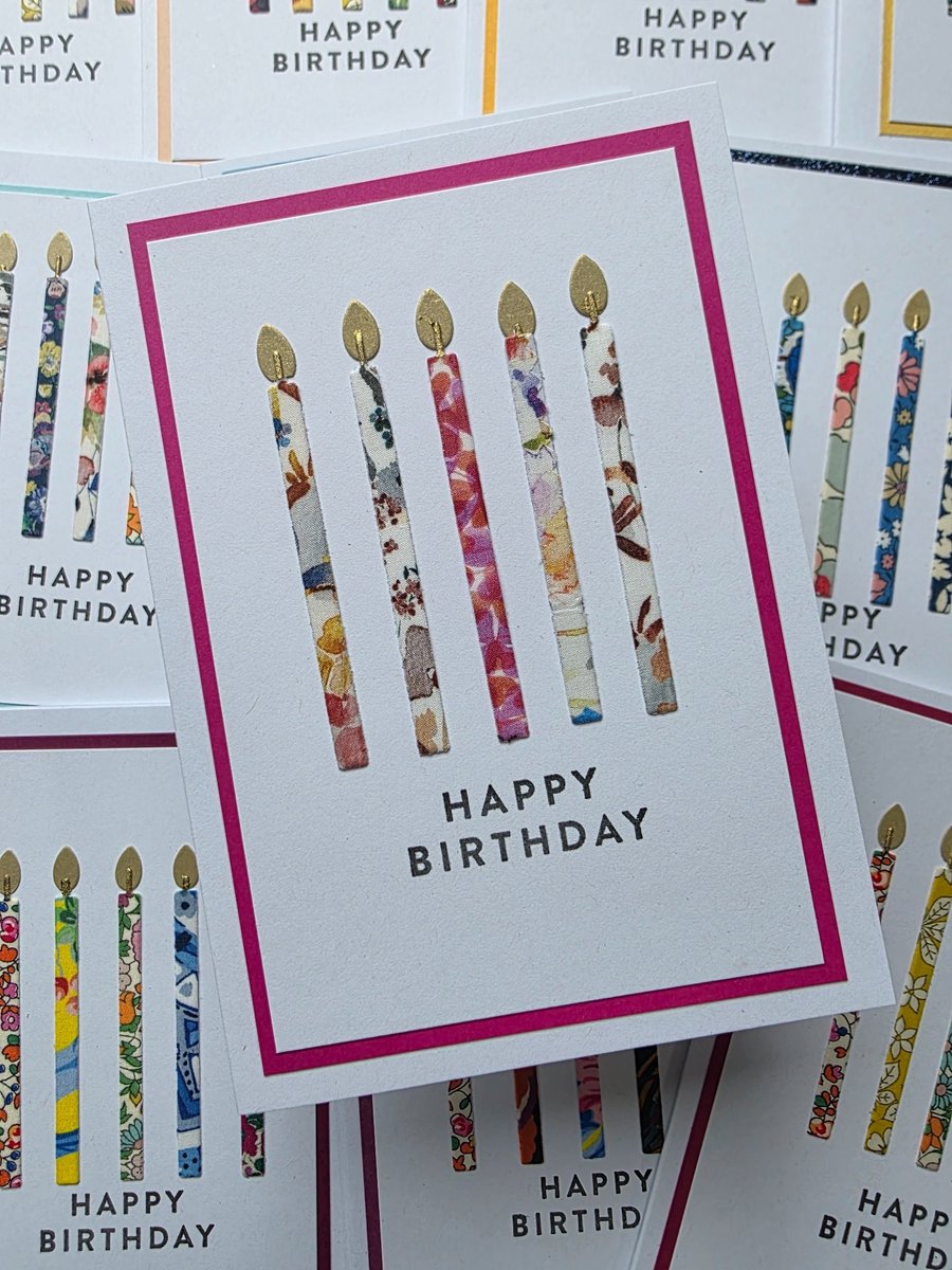 Custom Liberty Print Fabric Birthday Candle Card - CUSTOM order