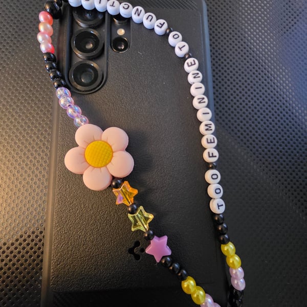 FATM inspired Beaded Flower Phone Charm Strap 