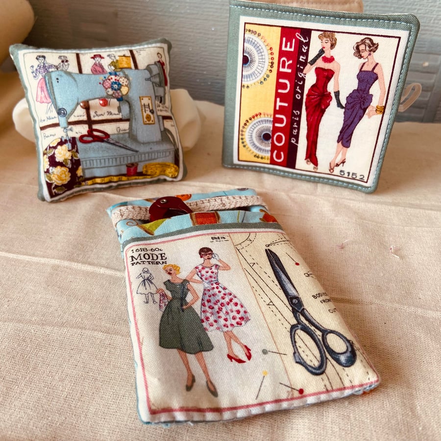 Sewing Needle Case, Wrist Pin Cushion and Scissor Keeper Set