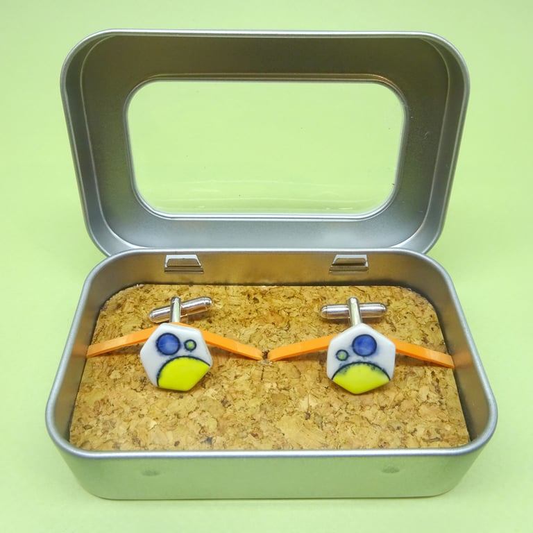 Planet, atom ceramic cufflinks