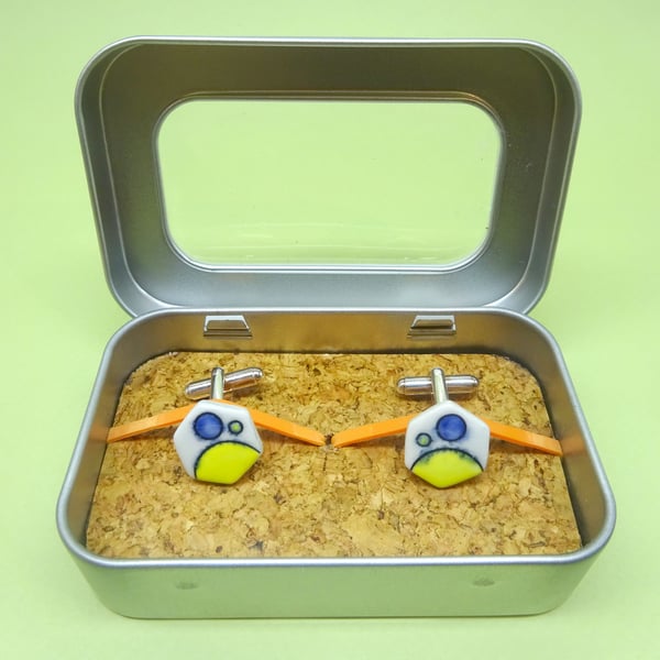 Planet, atom ceramic cufflinks