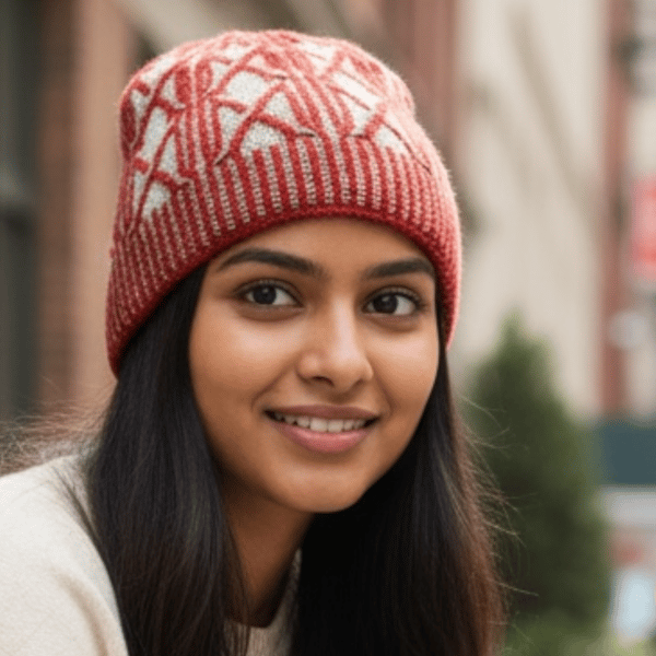 Wool  & Alpaca beanie hat , hand knitted 