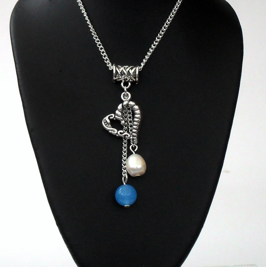 SALE: Jade & pearl charm necklace