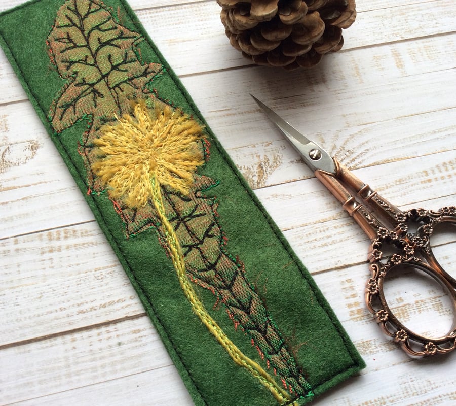 Embroidered flower bookmark. 