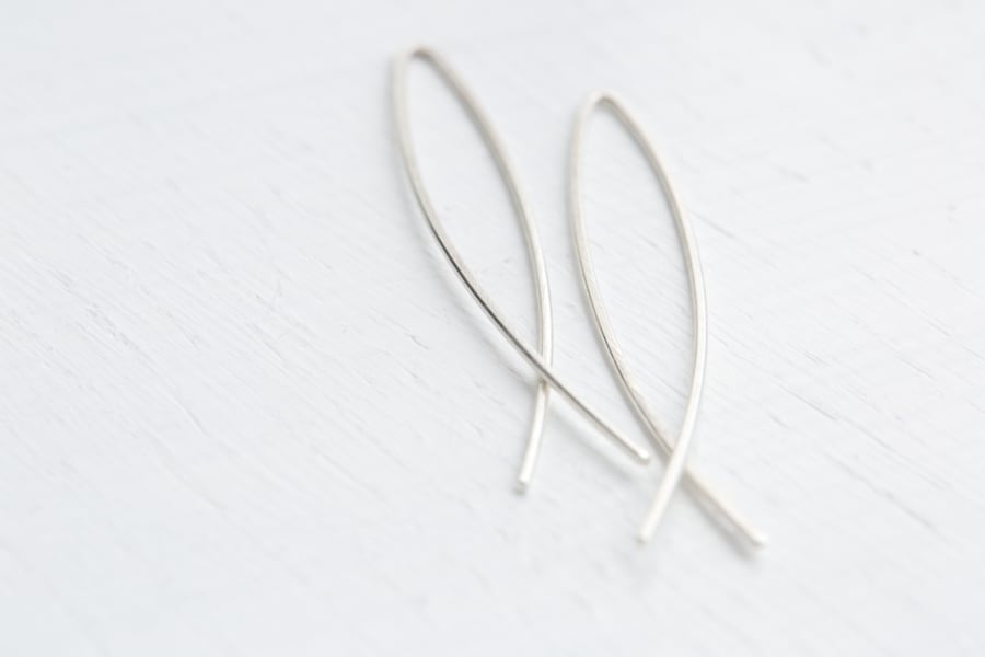 Handmade 925 Sterling Silver Large Arc Threader Earrings 
