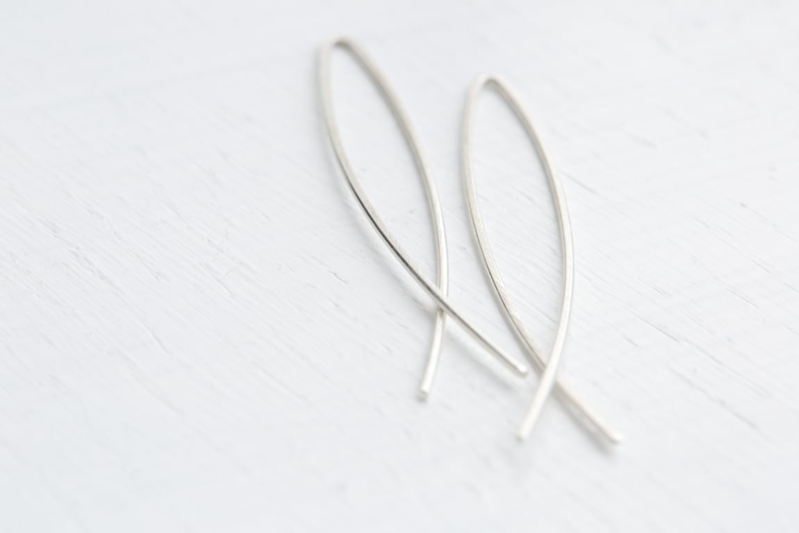 Handmade 925 Sterling Silver Large Arc Threader Earrings 