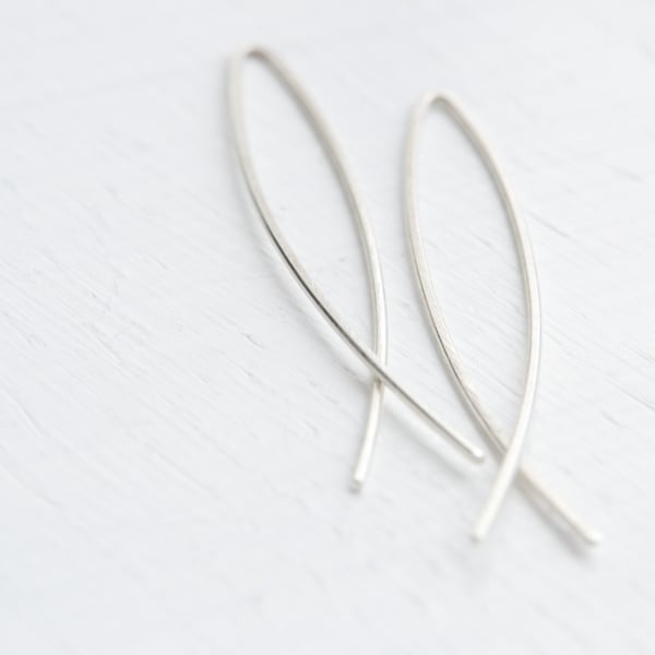 Handmade 925 Sterling Silver Large Arc Threader Earrings 