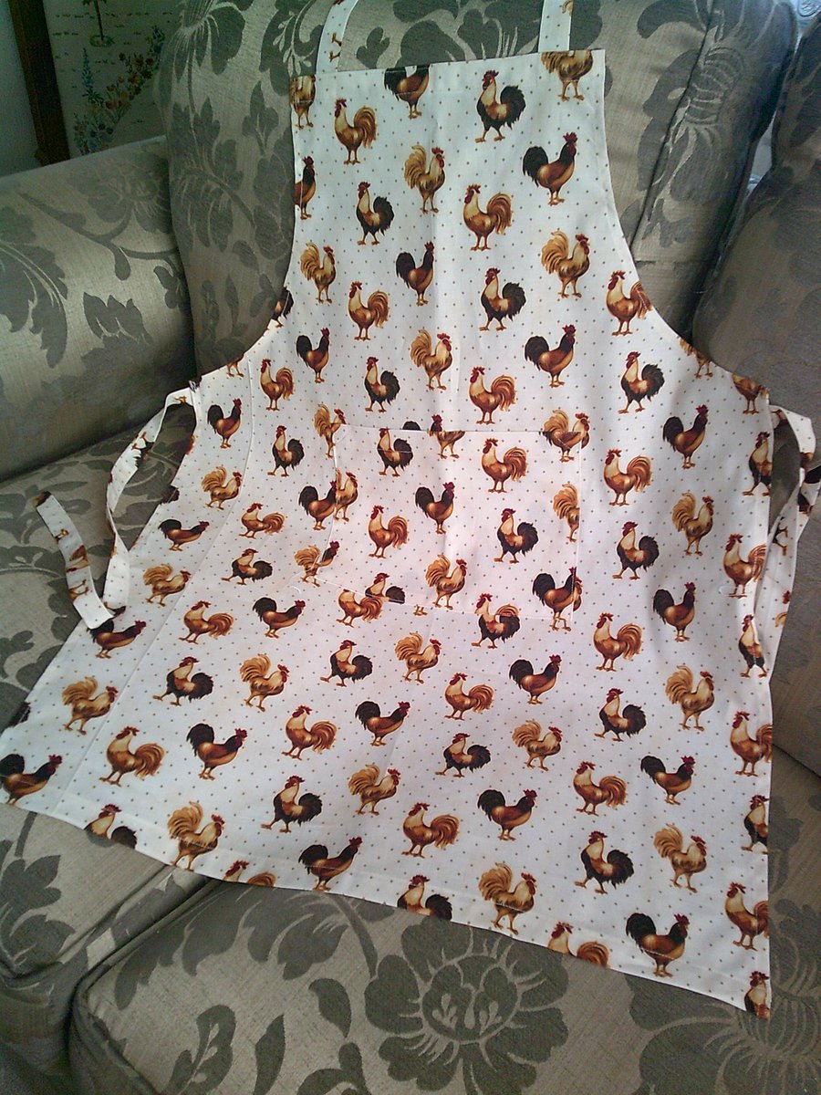 Cockerels on Cream Adult Apron