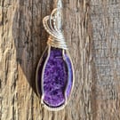 Wire wrapped Charoite pendant necklace 