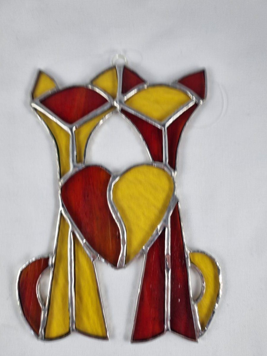 550 Stained Glass Siamese cats - handmade hanging decoration.