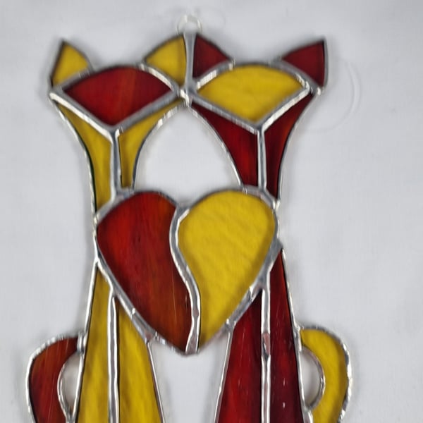 549 Stained Glass Siamese cats - handmade hanging decoration.
