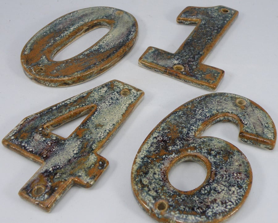 House Numbers door number Stoneware House Tiles Ceramic house Address Number 