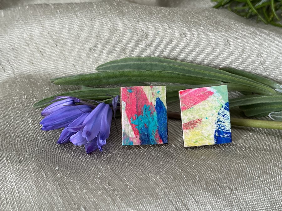 Summer Garden, Stainless Steel Post Earrings.
