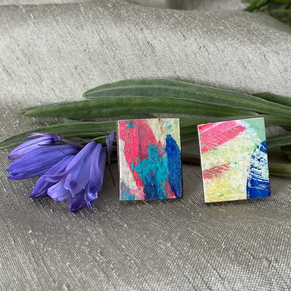 Summer Garden, Stainless Steel Post Earrings.