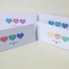 Birthday Cards Pk of Four,'Gingham Hearts'Design,Various Birthday Sentiments