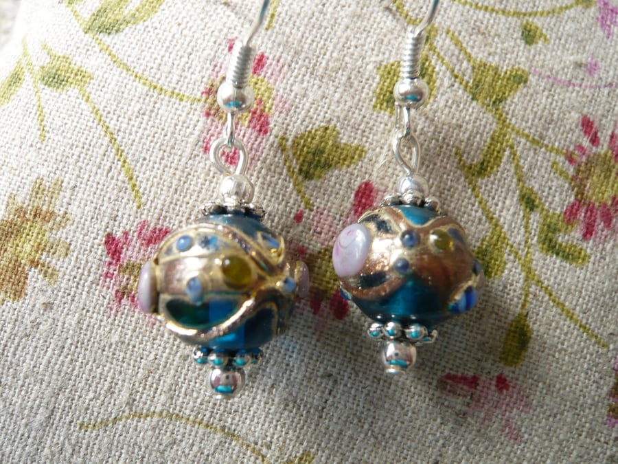 Blue Glass Bead Earrings