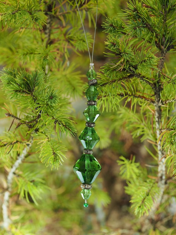Upcycled Green Crystal Ornament