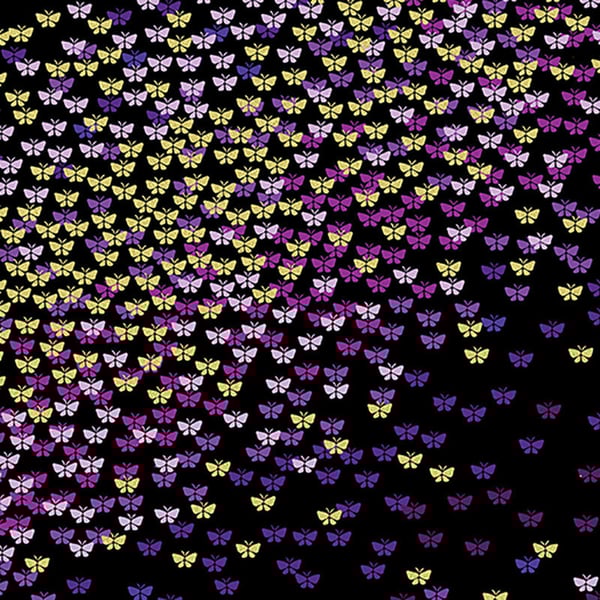 Pansy Noir - Mini Flutter on black - Benartex 